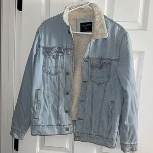 Men's Light Blue Sherpa Lined Denim Jacket
